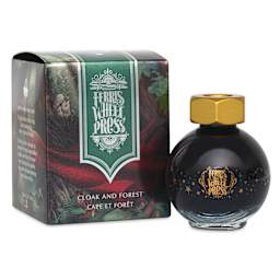 Ferris Wheel Press Ferritales Fountain Pen Ink - Cloak and Forest, 20 ml, bottle and packaging