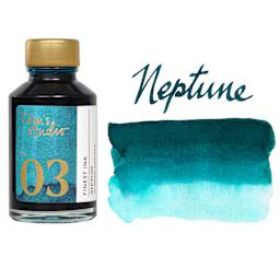 Tom's Studio Fountain Pen Ink - 50 ml, Neptune, bottle with swatch