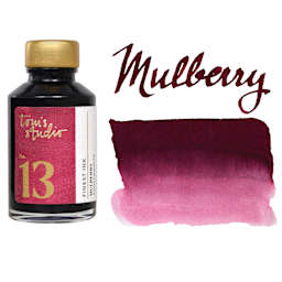 Tom's Studio Fountain Pen Ink - 50 ml, Mulberry, bottle with swatch