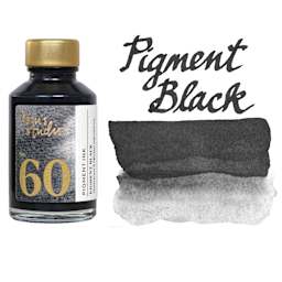Tom's Studio Fountain Pen Ink - 50 ml, Pigment Black, bottle with swatch