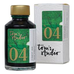 Tom's Studio Fountain Pen Ink - 50 ml, New Forest Green, with packaging