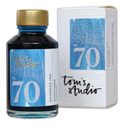 Tom's Studio Shimmer Fountain Pen Ink - Kingfisher, 50 ml, bottle with packaging