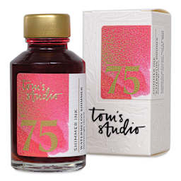 Tom's Studio Shimmer Fountain Pen Ink - Watermelon, 50 ml, bottle with packaging