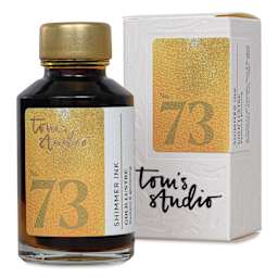 Tom's Studio Shimmer Fountain Pen Ink - Gold Lustre, 50 ml, bottle with packaging