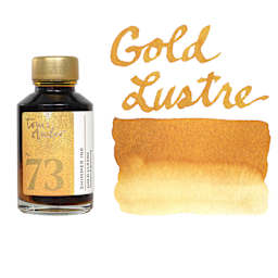 Tom's Studio Shimmer Fountain Pen Ink - Gold Lustre, swatch and jar