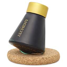 Endless Alchemy Fountain Pen Ink - Candy Sea, 45 ml, bottle tilted on cork base