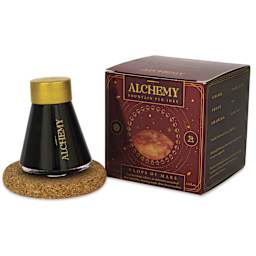 Endless Alchemy Fountain Pen Ink - Drops of Mars, bottle next to packaging box