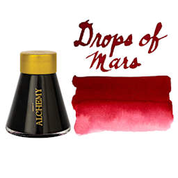 Endless Alchemy Fountain Pen Ink - Drops of Mars, swatch and bottle