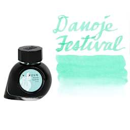 Colorverse Korea Special Fountain Pen Ink - 48 Danoje Festival, jar and swatch