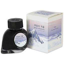 Colorverse Korea Special Fountain Pen Ink - 54 Glistening Winter of Mudeung, jar next to packaging box