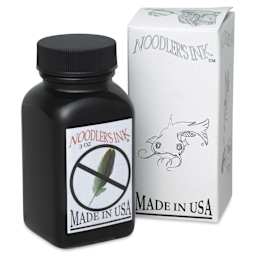 Noodler's Ink Fountain Pen Ink - X-Feather Black, bottle next to packaging box