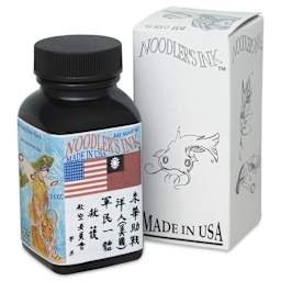 Noodler's Ink Fountain Pen Ink - Aircorp Blue-Black, bottle next to packaging box