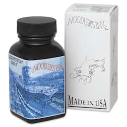 Noodler's Ink Fountain Pen Ink - Lexington Gray, bottle next to packaging box