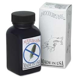 Noodler's Ink Fountain Pen Ink - X-Feather Blue, bottle next too packaging box