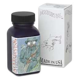 Noodler's Ink Fountain Pen Ink - Bad Blue Heron, bottle next to packaging box