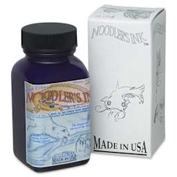 Noodler's Ink Fountain Pen Ink - Eternal Polar Blue, bottle next to packaging box