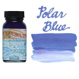 Noodler's Ink Fountain Pen Ink - Eternal Polar Blue, swatch and bottle