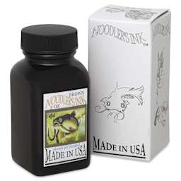 Noodler's Ink Fountain Pen Ink - Brown, bottle next to packaging box