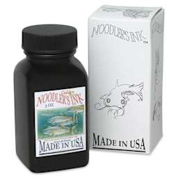 Noodler's Ink Fountain Pen Ink - Golden Brown, bottle next to packaging box