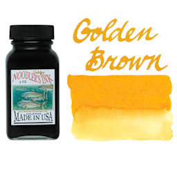 Noodler's Ink Fountain Pen Ink - Golden Brown, swatch and bottle