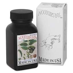 Noodler's Ink Fountain Pen Ink - Walnut, bottle next to packaging box