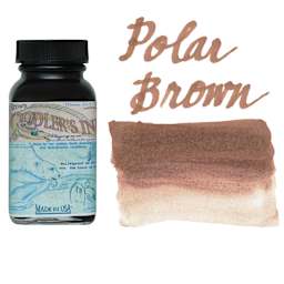 Noodler's Ink Fountain Pen Ink - Eternal Polar Brown, swatch and bottle