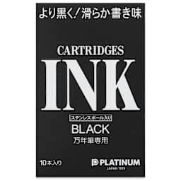 Platinum Pen Ink Cartridges - Black, Pkg of 10, front of packaging