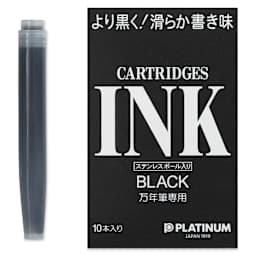 Platinum Pen Ink Cartridges - Black, Pkg of 10, ink with package