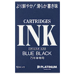 Platinum Pen Ink Cartridges - Blue Black, Pkg of 10, front of package