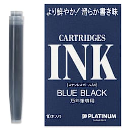 Platinum Pen Ink Cartridges - Blue Black, Pkg of 10, cartridge with package