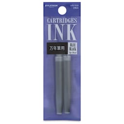 Platinum Pen Ink Cartridges - Blue Black, Pkg of 2, front of package