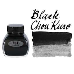  Platinum Chou Kuro Black Ink - 60 ml, swatch and bottle
