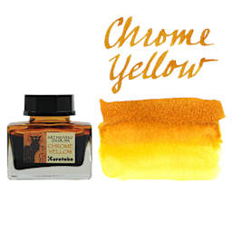 Kuretake Ink-Café Art Nouveau Ink - Chrome Yellow, 20 ml, bottle with swatch