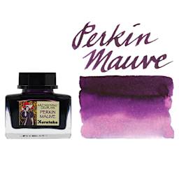 Kuretake Ink-Café Art Nouveau Ink - Perkin Mauve, 20 ml, bottle with swatch