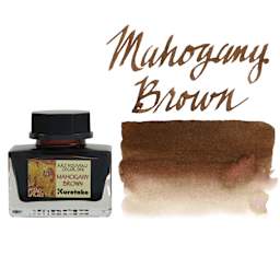 Kuretake Ink-Café Art Nouveau Ink - Mahogany Brown, 20 ml, bottle with swatch
