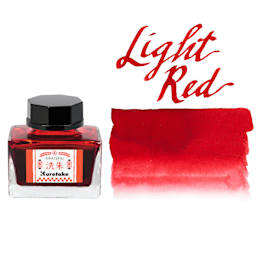 Kuretake Ink Cafe Meiji No Iro Pen Ink - 532 Light Red (Araishu), swatch and jar