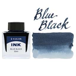 Sailor Ink - Blue Black, 50 ml, bottle with swatch