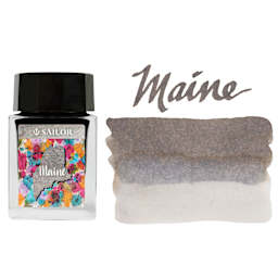 Sailor USA State Ink - Maine, Gray, 20 ml, swatch and bottle