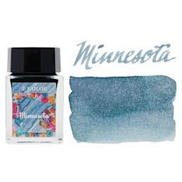 Sailor USA State Ink - Minnesota, Northern Lights Blue Gray, 20 ml bottle and swatch