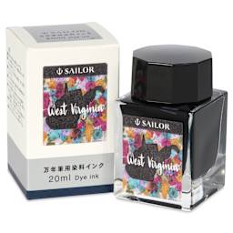 Sailor USA State Ink - West Virginia, Coal Gray, 20 ml, with packaging
