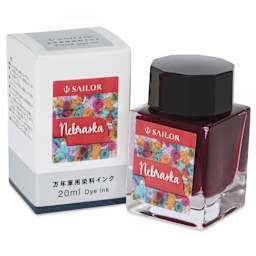 Sailor USA State Ink - Nebraska, Red, 20 ml, with packaging