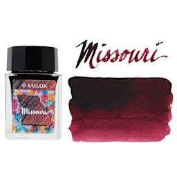 Sailor USA State Ink - Missouri, BBQ Red Brown, 20 ml, swatch and bottle