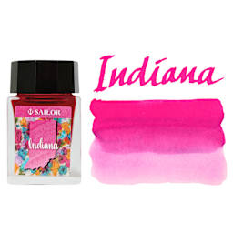 Sailor USA State Ink - Indiana, Pink, 20 ml, swatch and bottle
