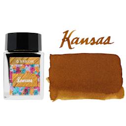 Sailor USA State Ink - Kansas, Golden Yellow, 20 ml, swatch and bottle