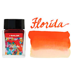 Sailor USA State Ink - Florida, Orange, 20 ml, swatch and bottle