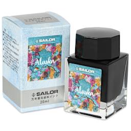 Sailor USA State Ink - Alaska, Aqua Blue, 20 ml, with packaging
