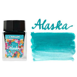 Sailor USA State Ink - Alaska, Aqua Blue, 20 ml, swatch and marker
