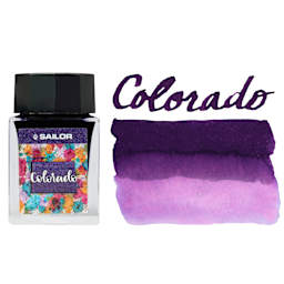 Sailor USA State Ink - Colorado, Purple, 20 ml, swatch and bottle