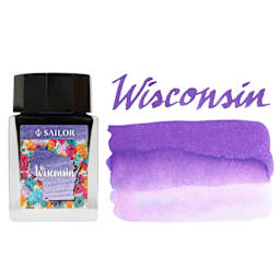 Sailor USA State Ink - Wisconsin, Violet, 20 ml, swatch and bottle