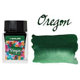 Sailor USA State Ink - Oregon, Green, 20 ml, swatch and bottle